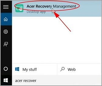 haz clic en acer recovery management