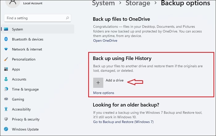 cómo usar el historial de archivos en windows 11 paso 1