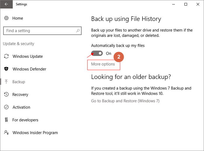 copia de seguridad de windows 11 usando el historial de archivos paso 2