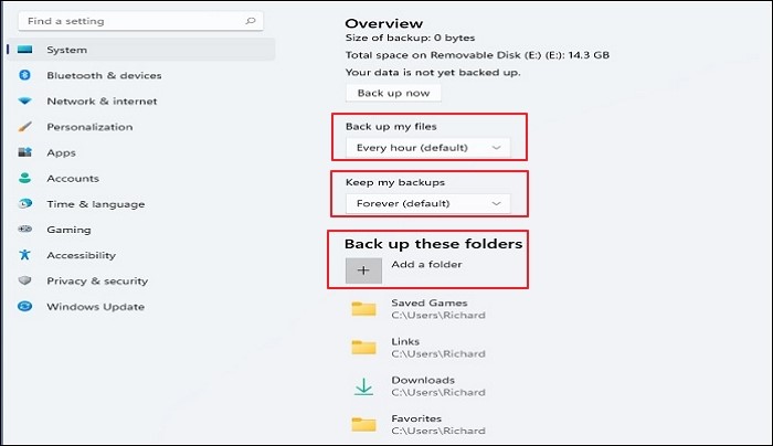 cómo usar el historial de archivos en windows 11 paso 3