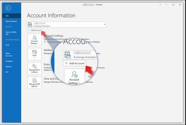 haz clic en añadir cuenta