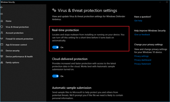 protección en tiempo real