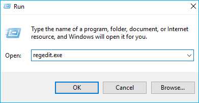 escribe regedit.exe y ábrelo