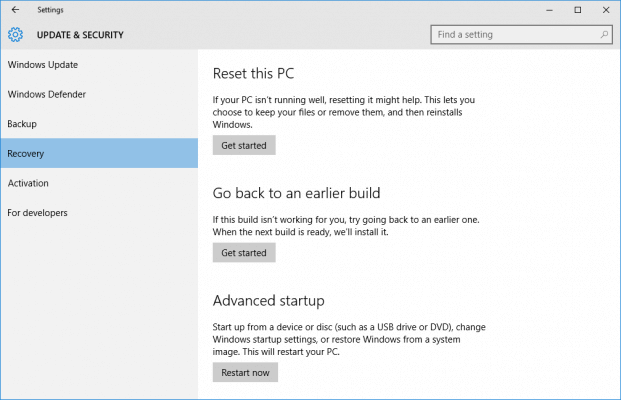 restablecer windows 10 para arreglar el perfil de usuario corrupto en windows 10
