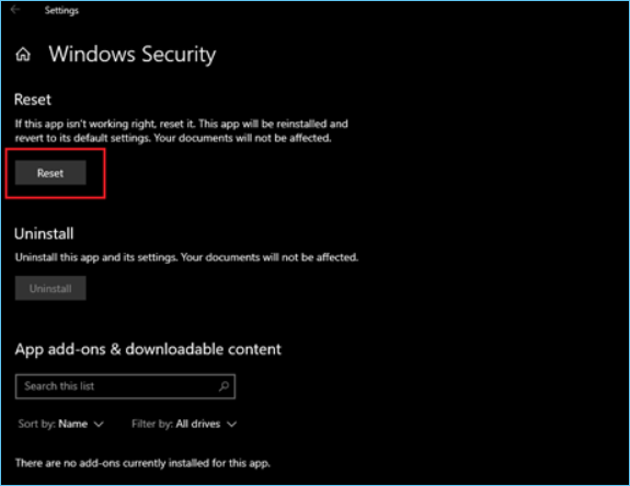 restablecer la seguridad de windows