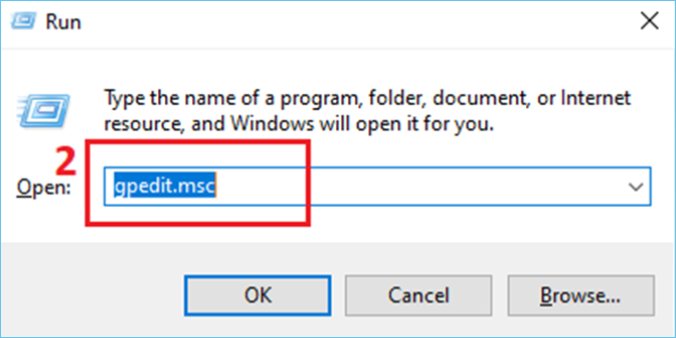 escribe gpedit.msc en el comando ejecutar