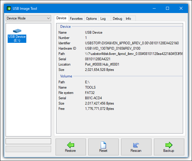Herramienta de imagen USB