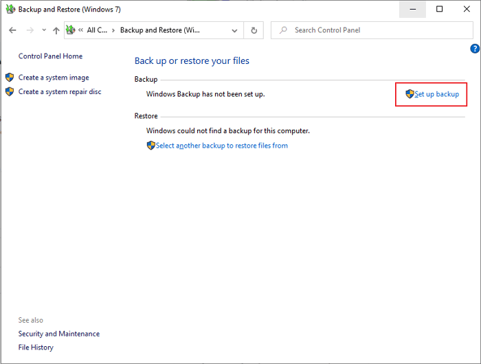 establecer una copia de seguridad