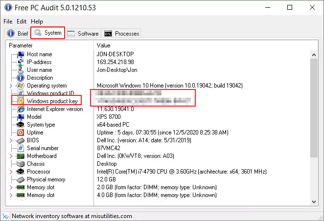 encontrar clave de producto auditoría pc