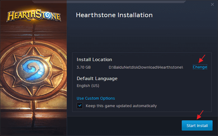 cambiar el lugar de instalación de blizzard
