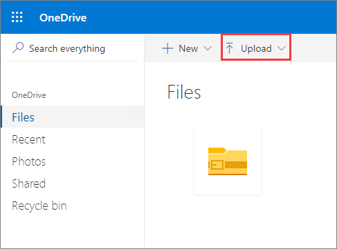 transferir archivos grandes en onedrive