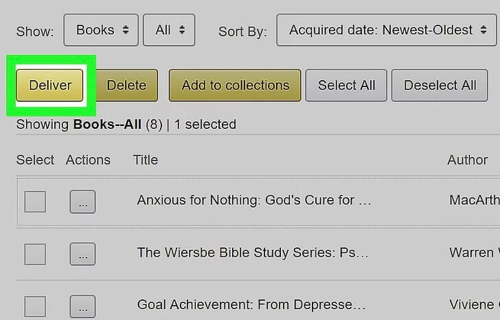 Haz clic en Entregar para transferir