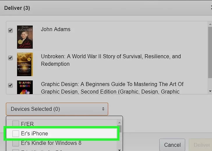 Selecciona el dispositivo de destino para transferir