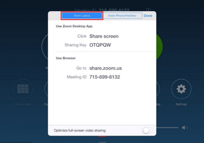dónde está la clave para compartir el zoom