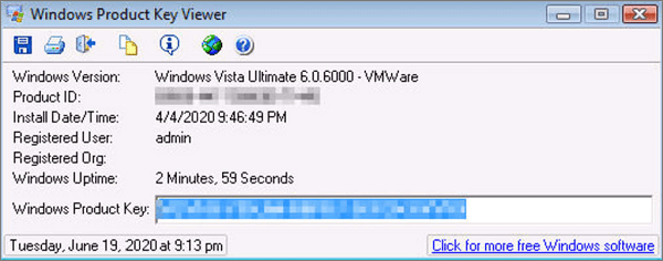 Visor de claves de producto de Windows