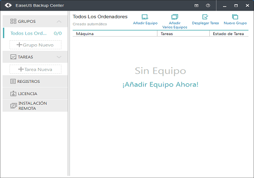Ventana inicial de software EaseUS Backup Center