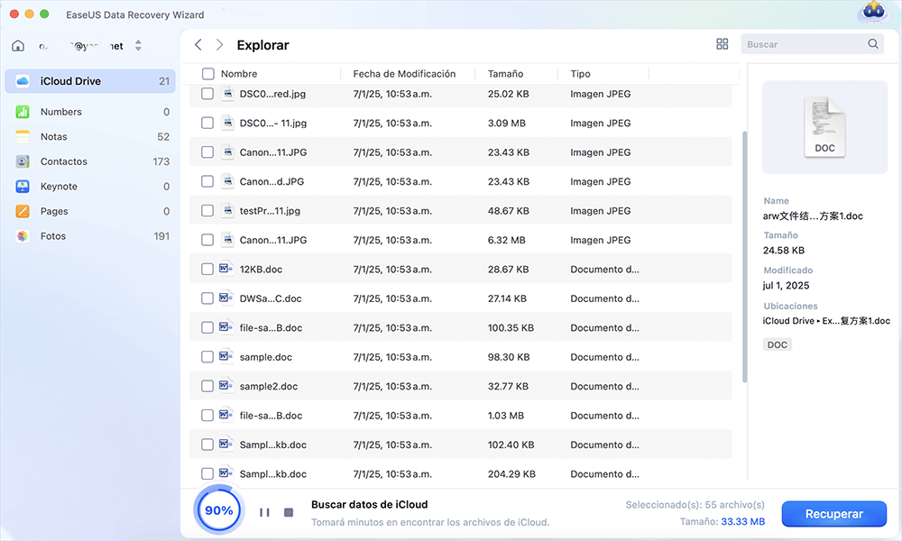 Recuperar datos de iCloud Drive desde iCloud