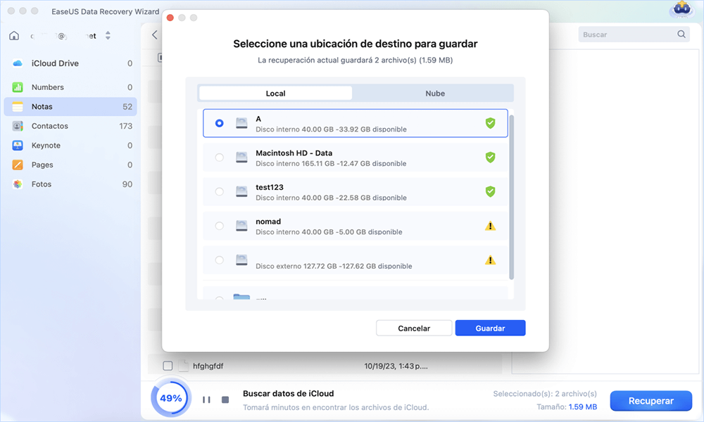 Save recovered notes