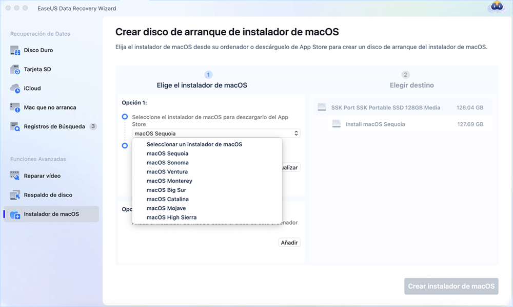 select macOS installer to download