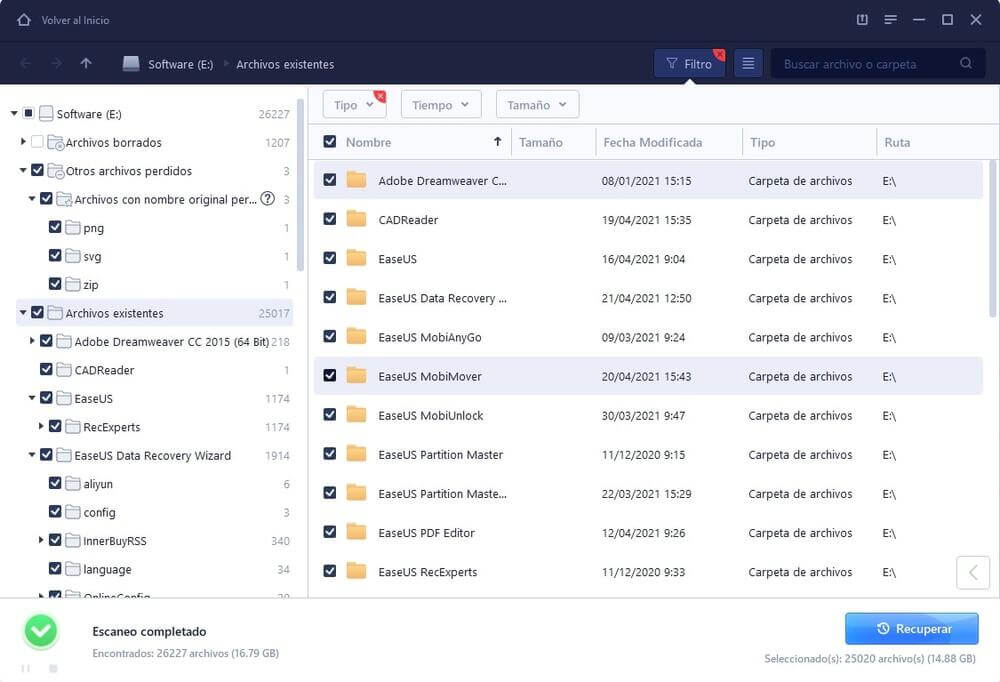 Buscar datos de disco raw con escaneo rápido y profundo.