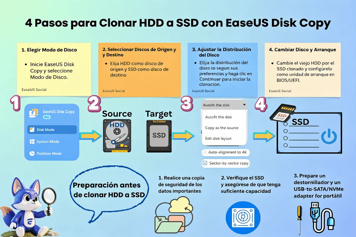 Pasos para clonar un disco duro a una unidad SSD