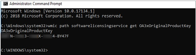 encontrar la clave de producto de Windows Server en cmd