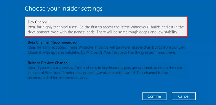 dev canal para windows 11