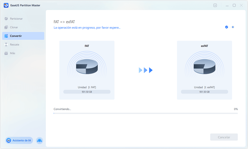 convertir FAT a exFAT con EaseUS Partition Master
