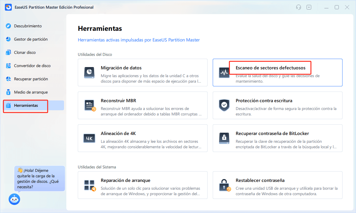 Localizar sectores defectuosos - paso 1