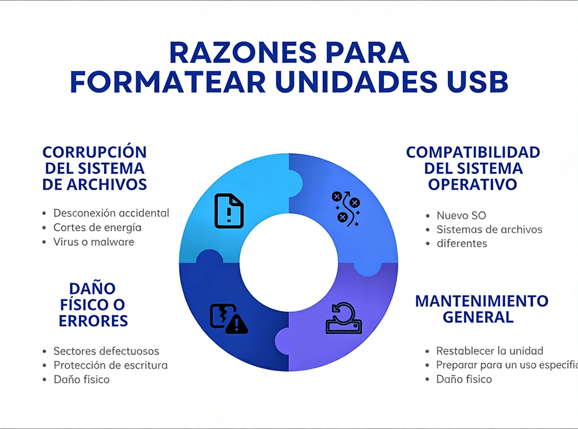 razones para formatear usb