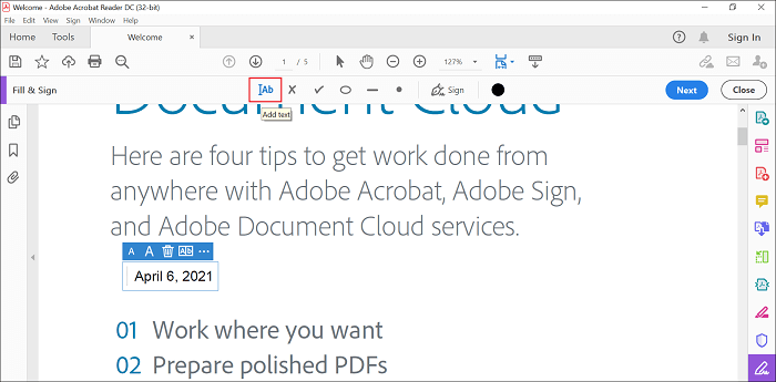 añadir fecha  a PDF