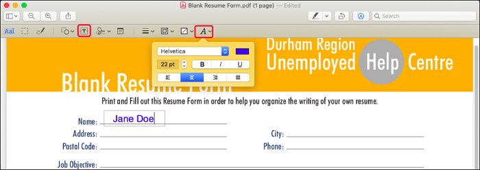 añadir texto a pdf en mac