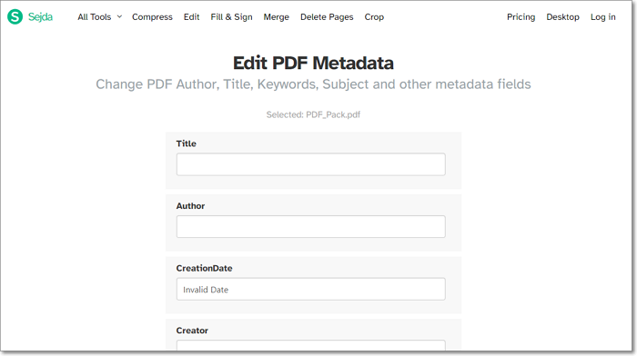 ver metadatos pdf con sejda paso 2