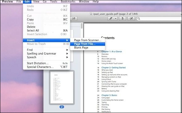 Agregar páginas a PDF en Mac