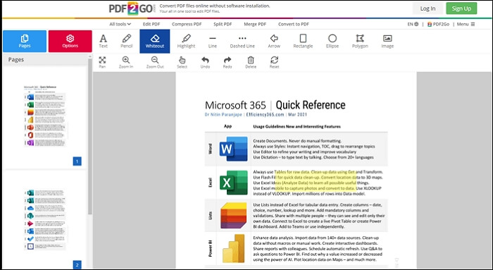 eliminar resaltado de un pdf con pdf 2go