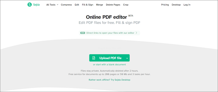 alternativas gratuitas a Adobe Acrobat para editar PDF - Sejda PDF Editor