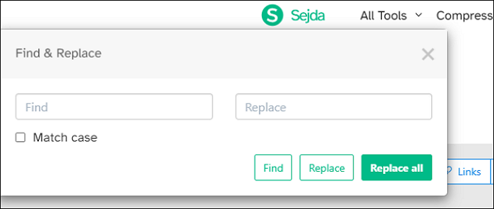 sejda replace pdf text