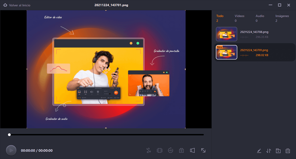 encontrar la captura de pantalla en Grabaciones