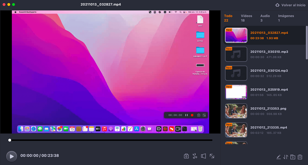 Ver grabación de audio