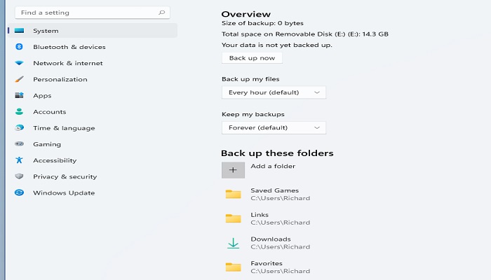 usar el historial de archivos para hacer una copia de seguridad en windows 11 paso 3