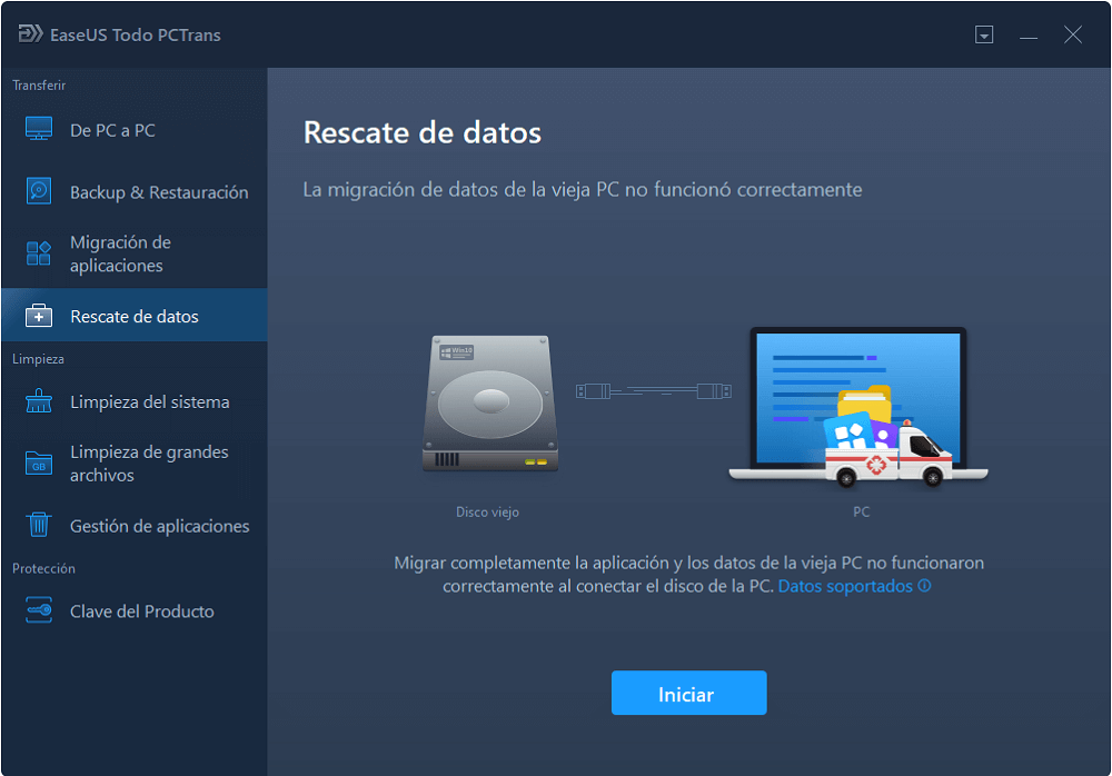 función de EaseUS Todo PCTrans - rescate de datos