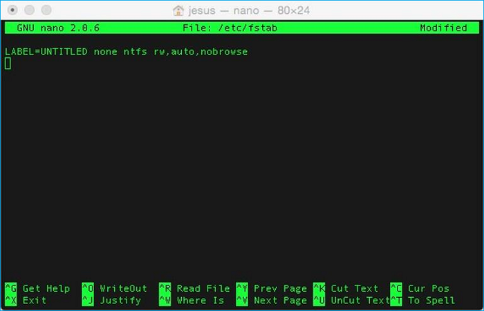 activar la escritura a través de la terminal