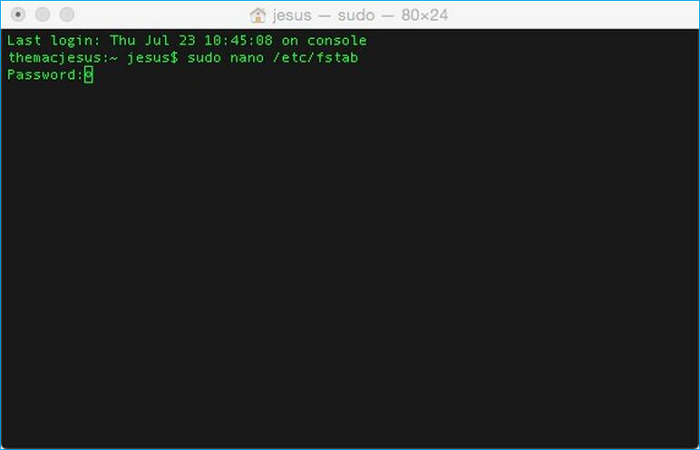 activar la escritura a través de la terminal