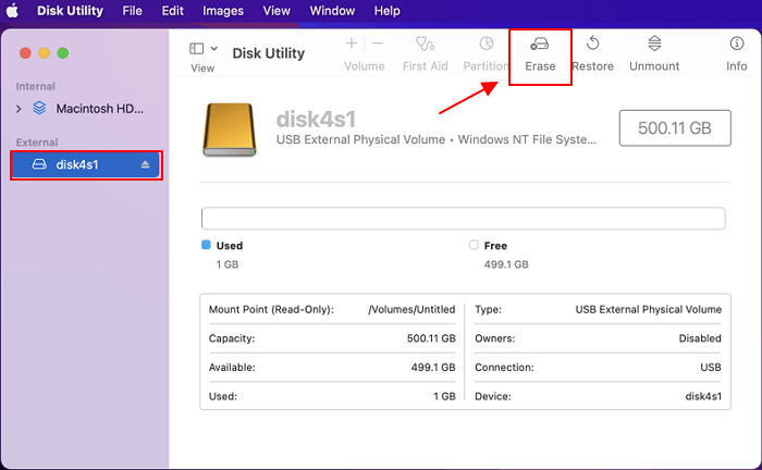 Selecciona la unidad de destino y formatea