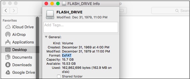 Información sobre la unidad flash