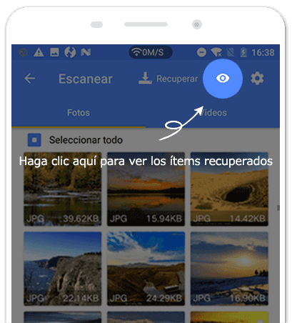 Vista previa antes de la recuperación