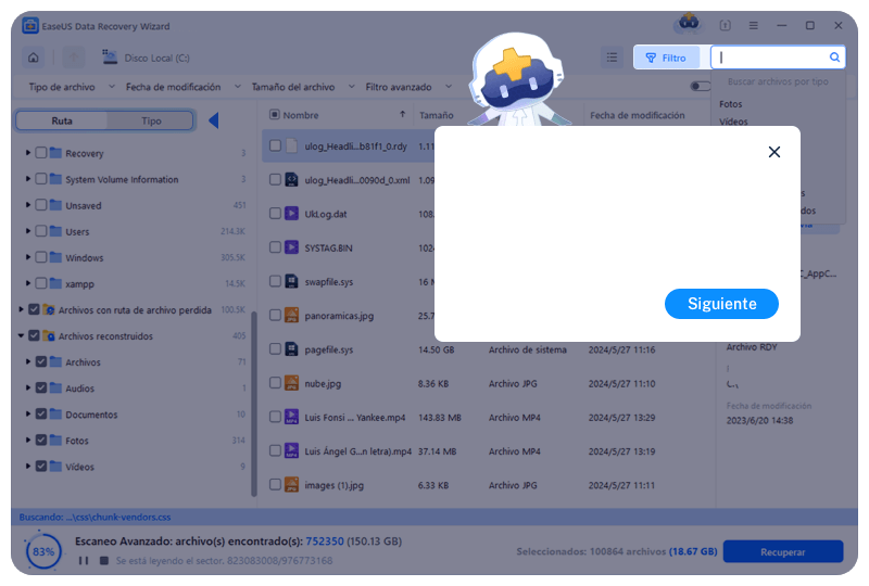 escanear datos perdidos